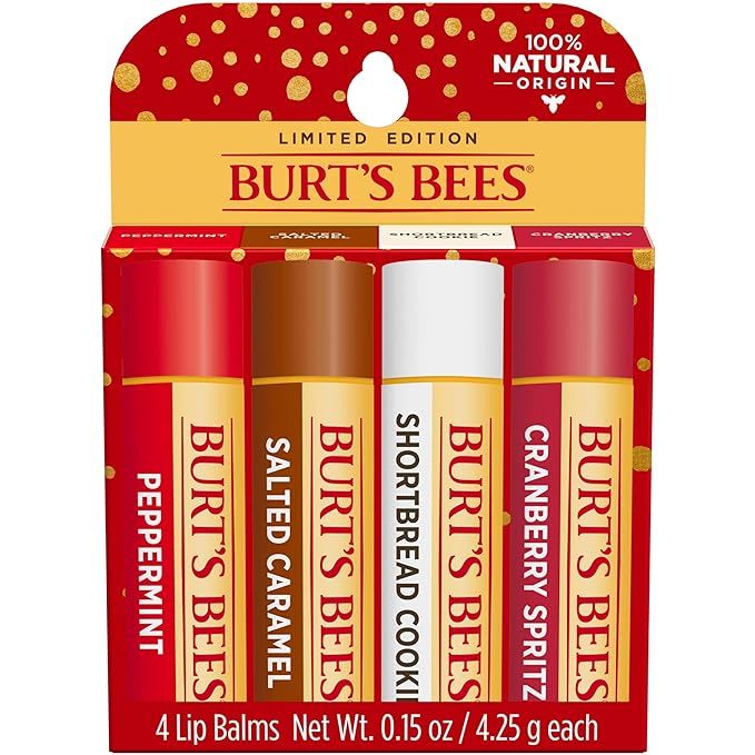 Burt's Bees Christmas Gifts, 4 Lip Balms Stocking Stuffers Products, Festive Fix Set - Peppermint... | Amazon (US)