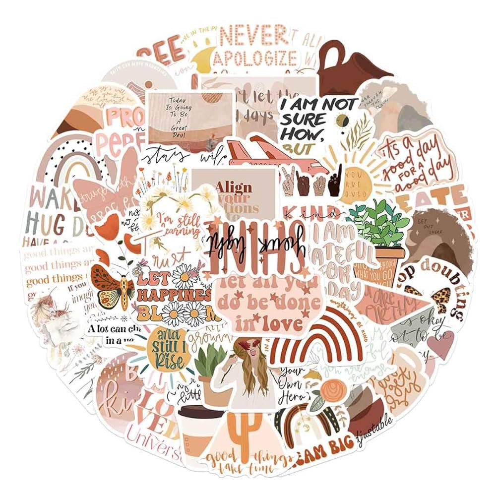 Vintage Inspirational Stickers 50Pcs, Boho Motivational Aesthetic Stickers for Women Adults Kids ... | Amazon (US)