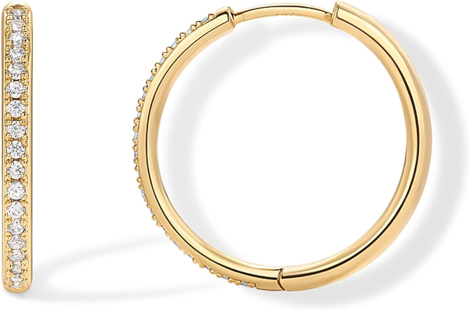 PAVOI 14K Gold Plated Cubic Zirconia Hoop Earrings for Women - 925 Sterling Silver Posts Trendy F... | Amazon (US)