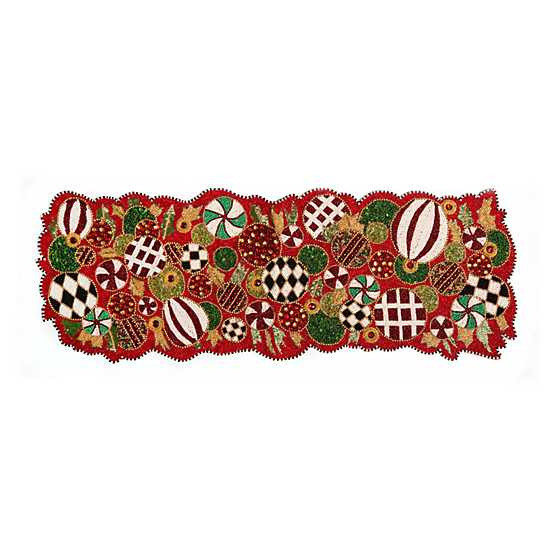 Jolly Ornaments Beaded Table Runner | MacKenzie-Childs