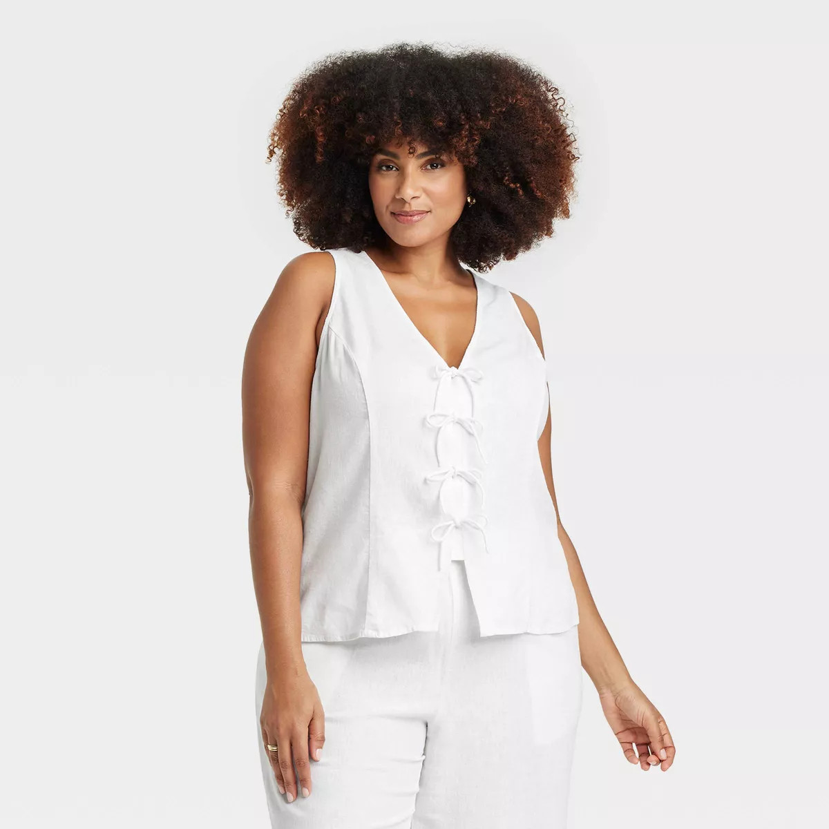 Women's Linen Tie V-Neck Blouse - A New Day™ | Target