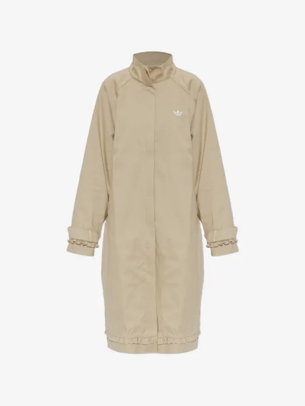 ruffled-trim logo coat | Farfetch Global