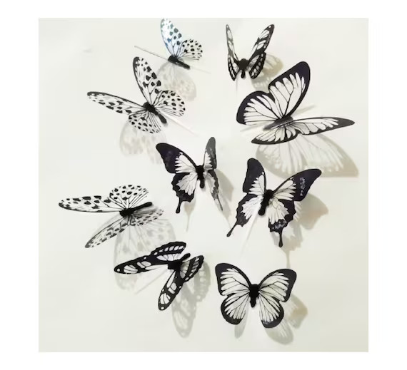 WallysWalls 18 PCS 3D Butterfly Removable Wall Stickers Home Decor Vivid Butterflies Wall Sticker... | Etsy (US)