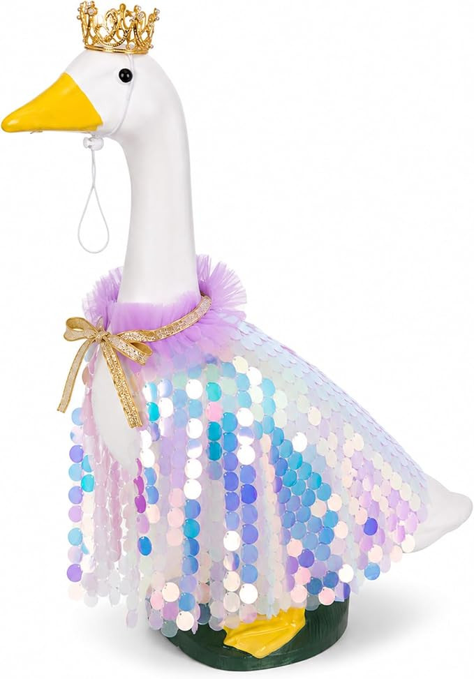 Princess Porch Goose Outfit - Sparkly Rainbow Sequin Cape for 23" Statue | Halloween Porch Goose ... | Amazon (US)