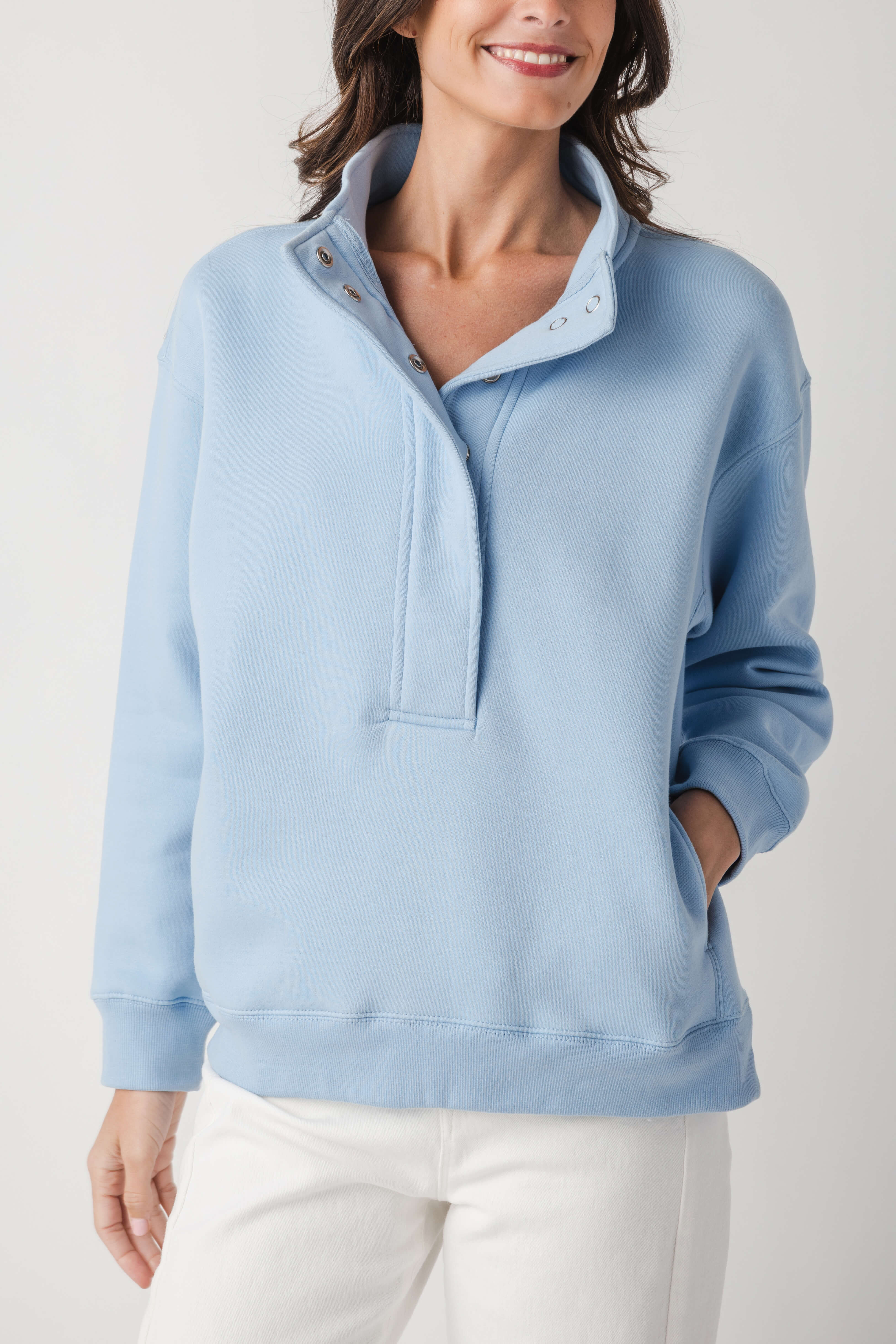 Ocean Drive Snap Polo Sweatshirt | Social Threads