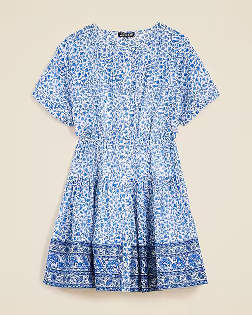 Pintuck mini shirtdress in bandana block print | J. Crew US