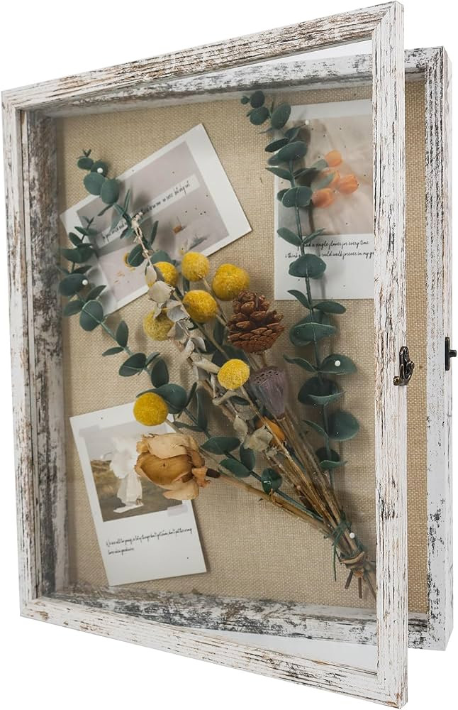 GraduationMall 13x16 Wood Shadow Box Frame Glass Door Display Case with Linen Back and 6 Stick Pi... | Amazon (US)