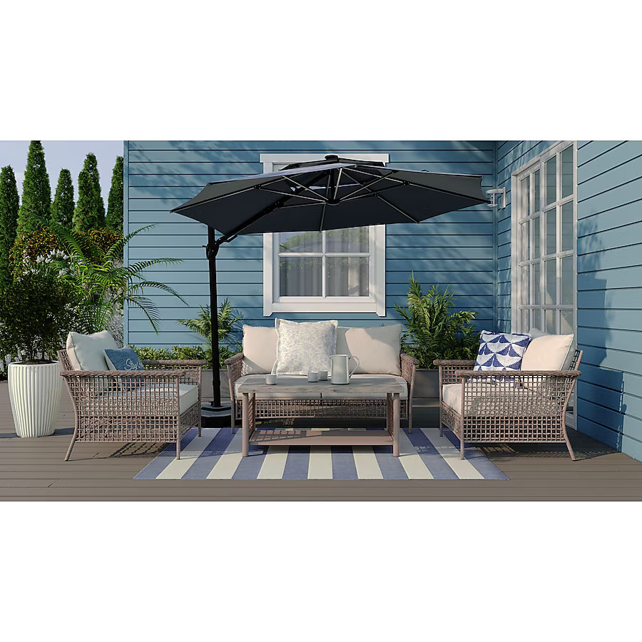 allen + roth Ivy Meadows 4 -Piece Wicker Patio Conversation Set with Cream Cushions | Lowe's