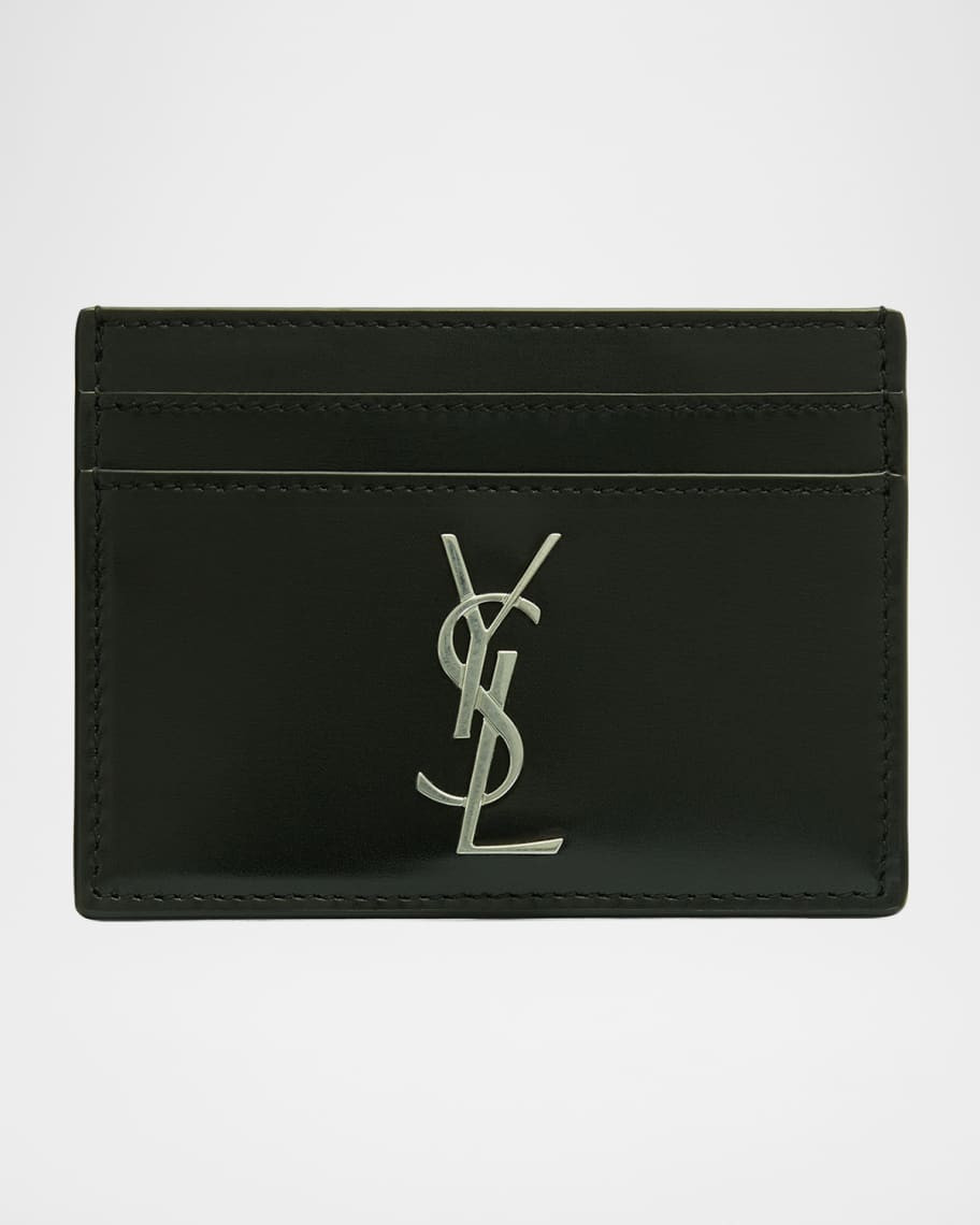 Saint Laurent Men's YSL Monogram Leather Card Case | Neiman Marcus