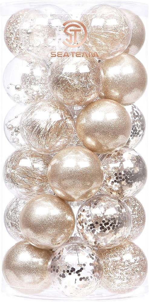 Sea Team 60mm/2.36" Shatterproof Clear Plastic Christmas Tree Ball Ornaments Set, Decorative Hang... | Amazon (US)