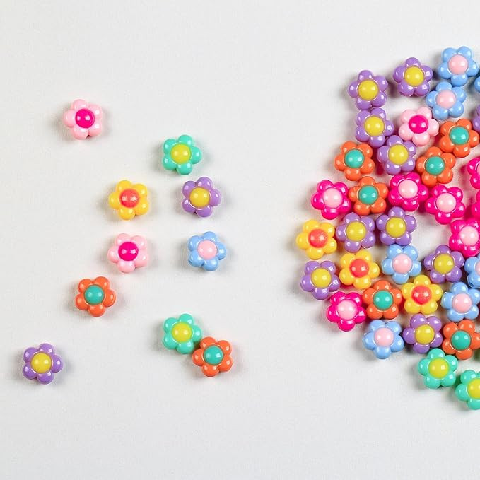 Meetppy 100pcs Large Size Acrylic Flower Beads Cute 16mm Mixed Color Beads for DIY Jewelry Making | Amazon (US)