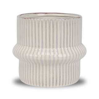 7.5" White Ribbed Ceramic Pot by Ashland® | Michaels Stores