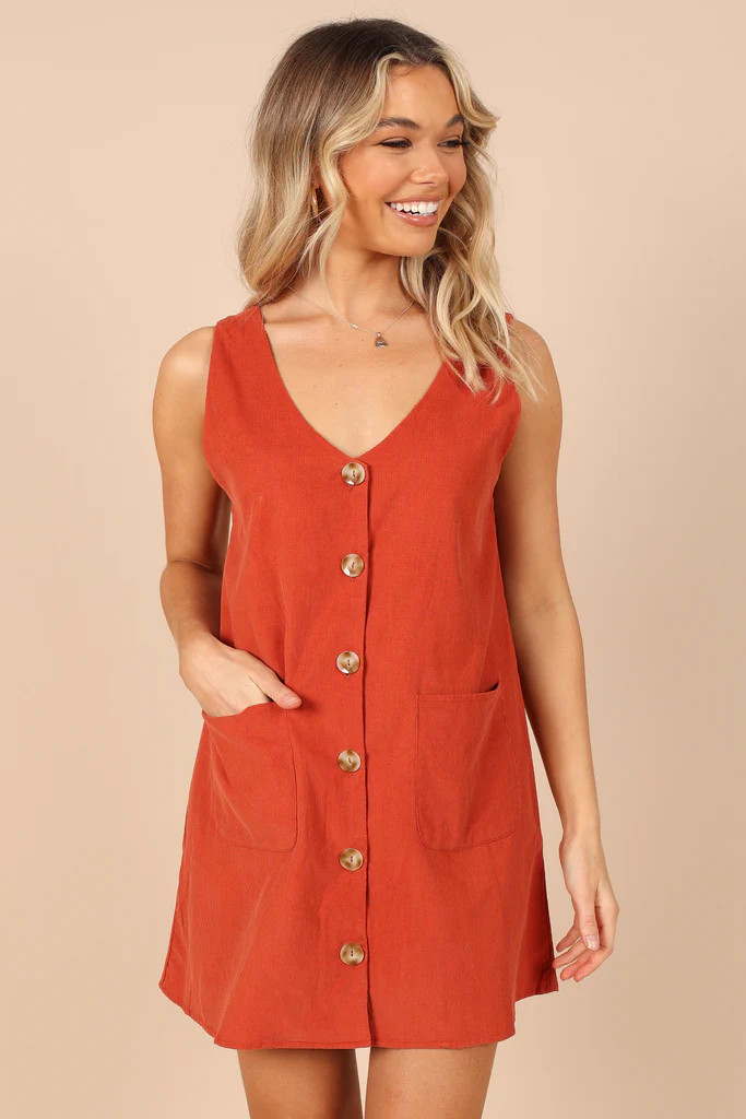 Lim Mini Dress - Rust Corduroy | Petal & Pup (US)