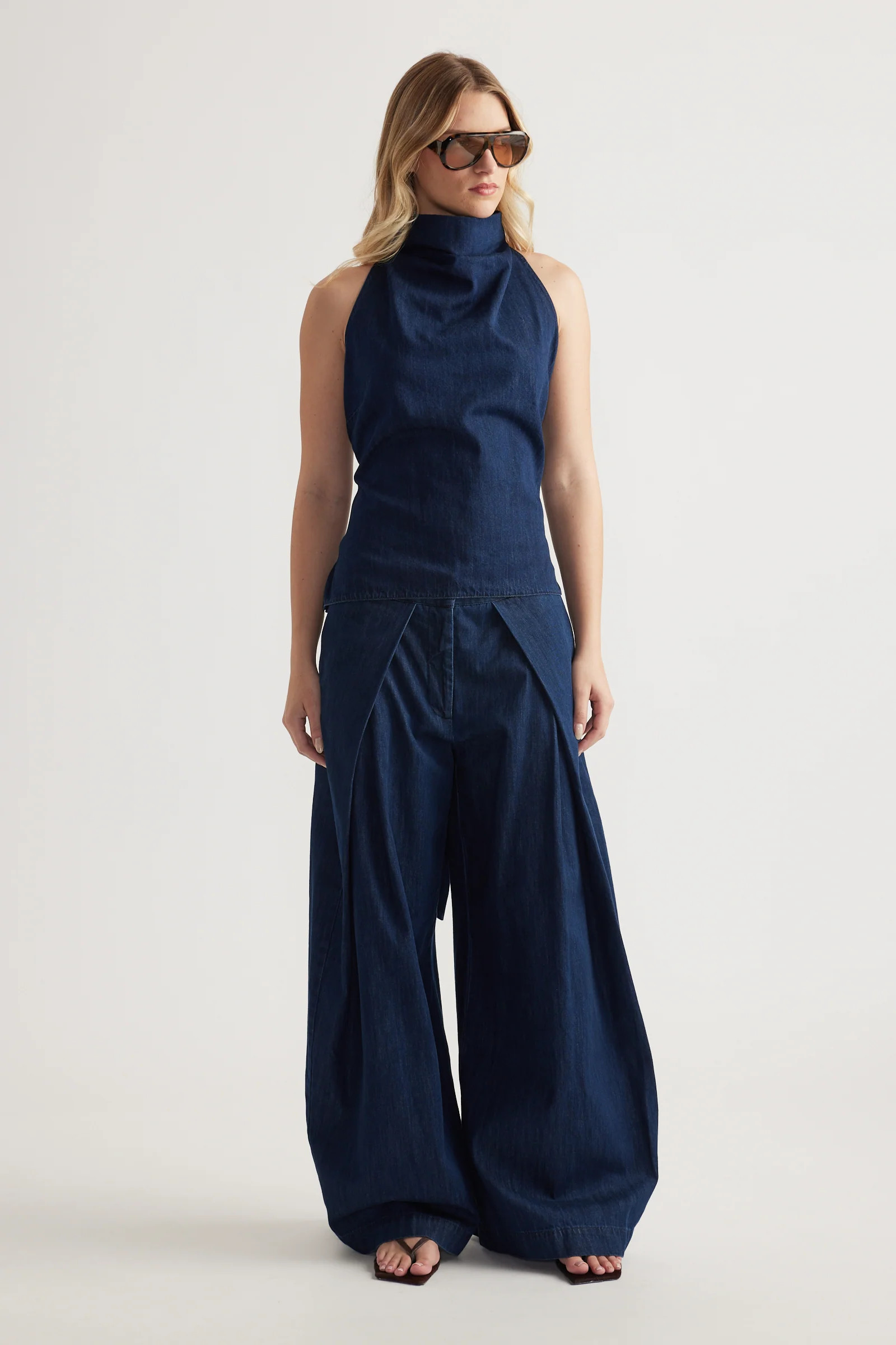 Rory Denim Wide Leg Pant - Dark Wash | DECJUBA