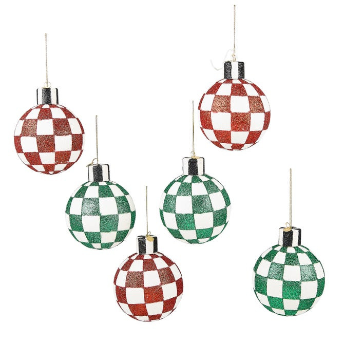 Check It Out Glass Ball Ornaments, Set of 6 | MacKenzie-Childs