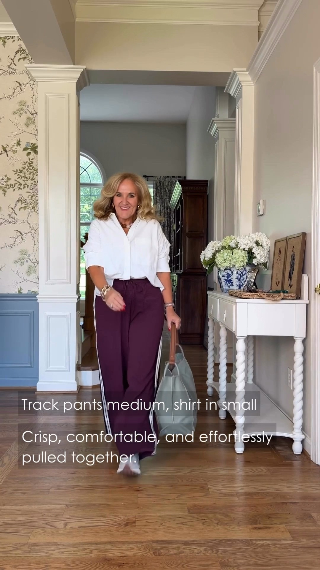 This white button-front top and burgundy wide-leg pants are such an easy combination. The relaxed pieces feel comfortable and current, while the crisp white and rich burgundy create a polished everyday look.

💡 LTK MADE EASY
❤️ Heart = Support my posts!
🔖 Save = Get sale & restock alerts
📋 Lists = Keep favorites organized
📲 Share = Send lists and products to a friend. Hello, Christmas List!
💬 Comment = Ask me anything about what I'm wearing.:-)

#LTKootd #LTKWorkwear #LTKOver40
