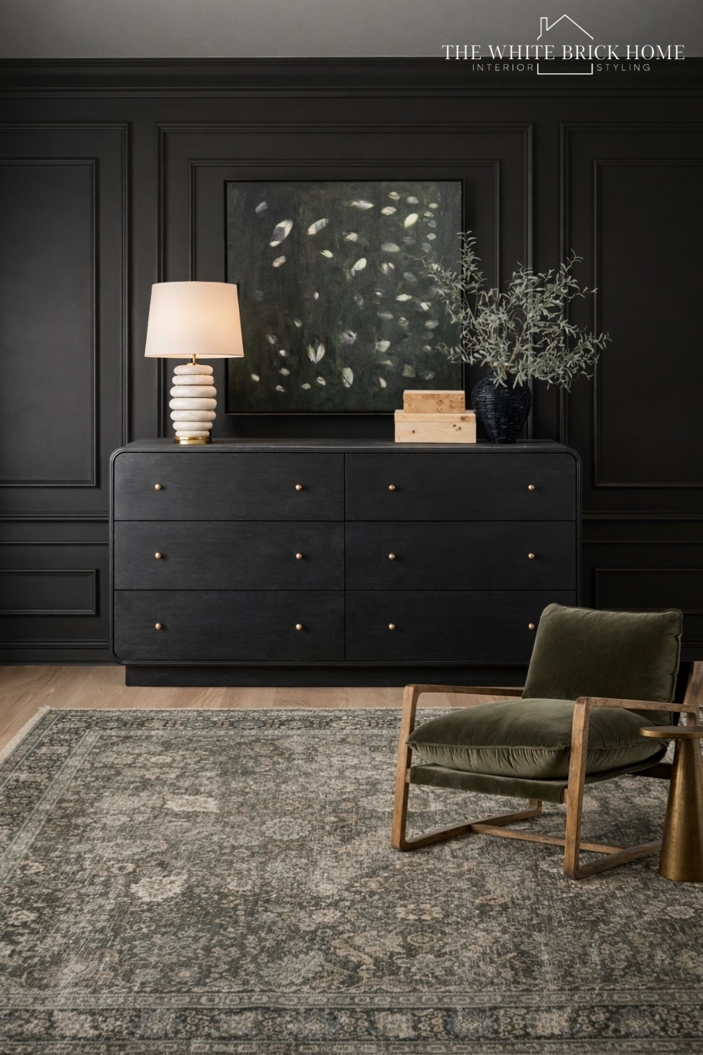 A moody, modern classic moment with sculptural lighting, rich black paneling, and warm textures come together for effortless sophistication. 

🖤🖤

Dresser, bed, bedroom, bedroom dresser, moody bedroom, black bedroom decor, moody bedroom design, bedroom rug, area rug, accent chair, green accent chair, faux greenery, wall art, bedroom decor, bedroom design, wall art, green bedroom, modern bedroom, modern room decor, McGee and co, wayfair 


#LTKSaleAlert #LTKSeasonal #LTKHome