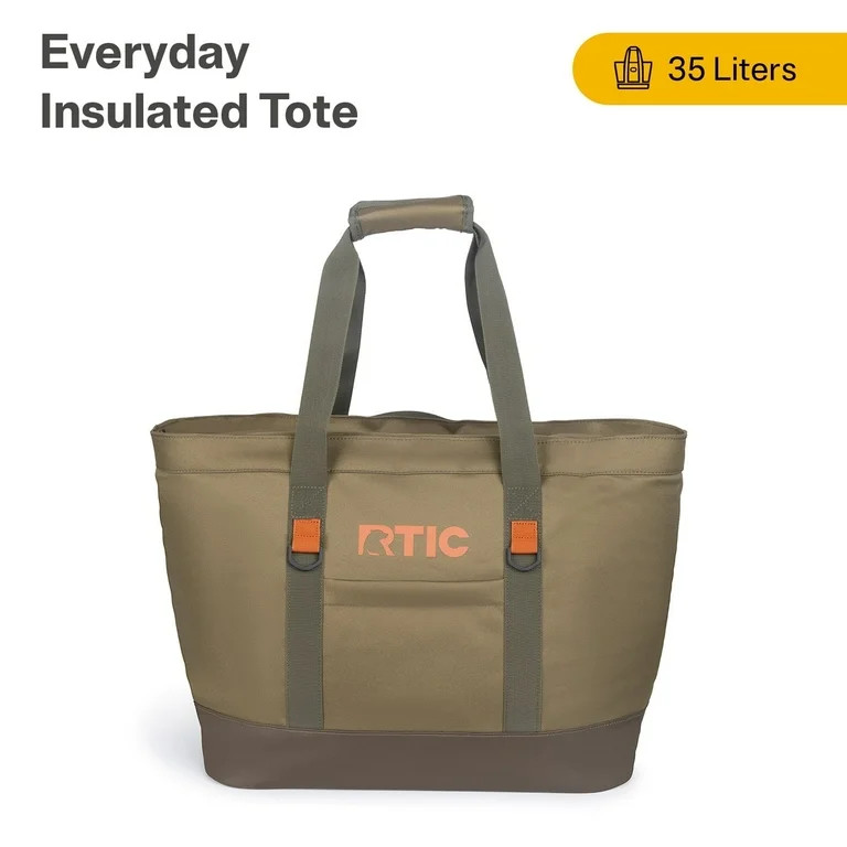 RTIC Everyday Insulated Tote Bag, 35 ltr Insulated Cooler Bag, Leak-Free Interior, Olive | Walmart (US)