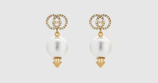 Interlocking G earrings with pearl | Gucci (US)