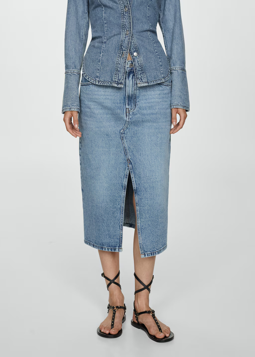 Denim midi-skirt - Women | MANGO USA | Mango (US/MX/AU)