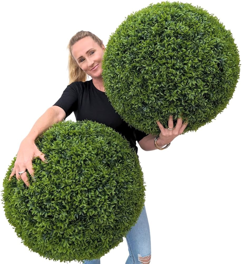 365 Curb Appeal 23" XL Topiary Balls (Better Than A Boxwood, 2 topiary balls (4 Halves)) | Amazon (US)