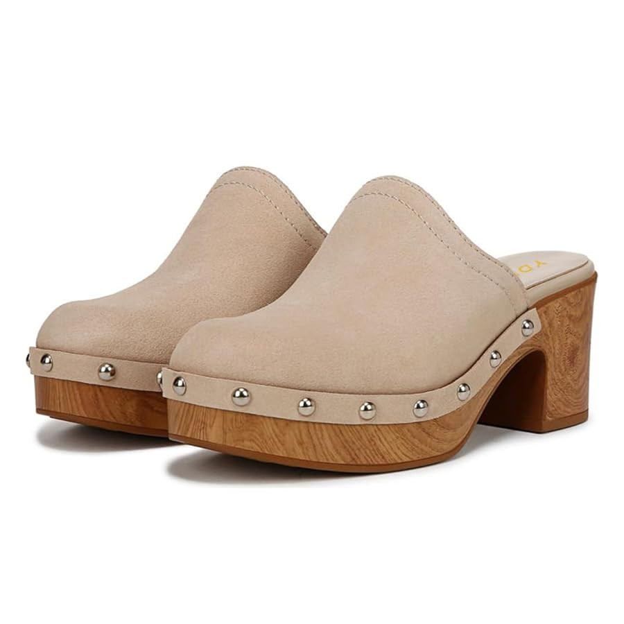 YDN Women's Comfy Closed Round Toe Studded Clogs Mules Platform Slip On Block Mid Heel Sandals Pa... | Amazon (US)