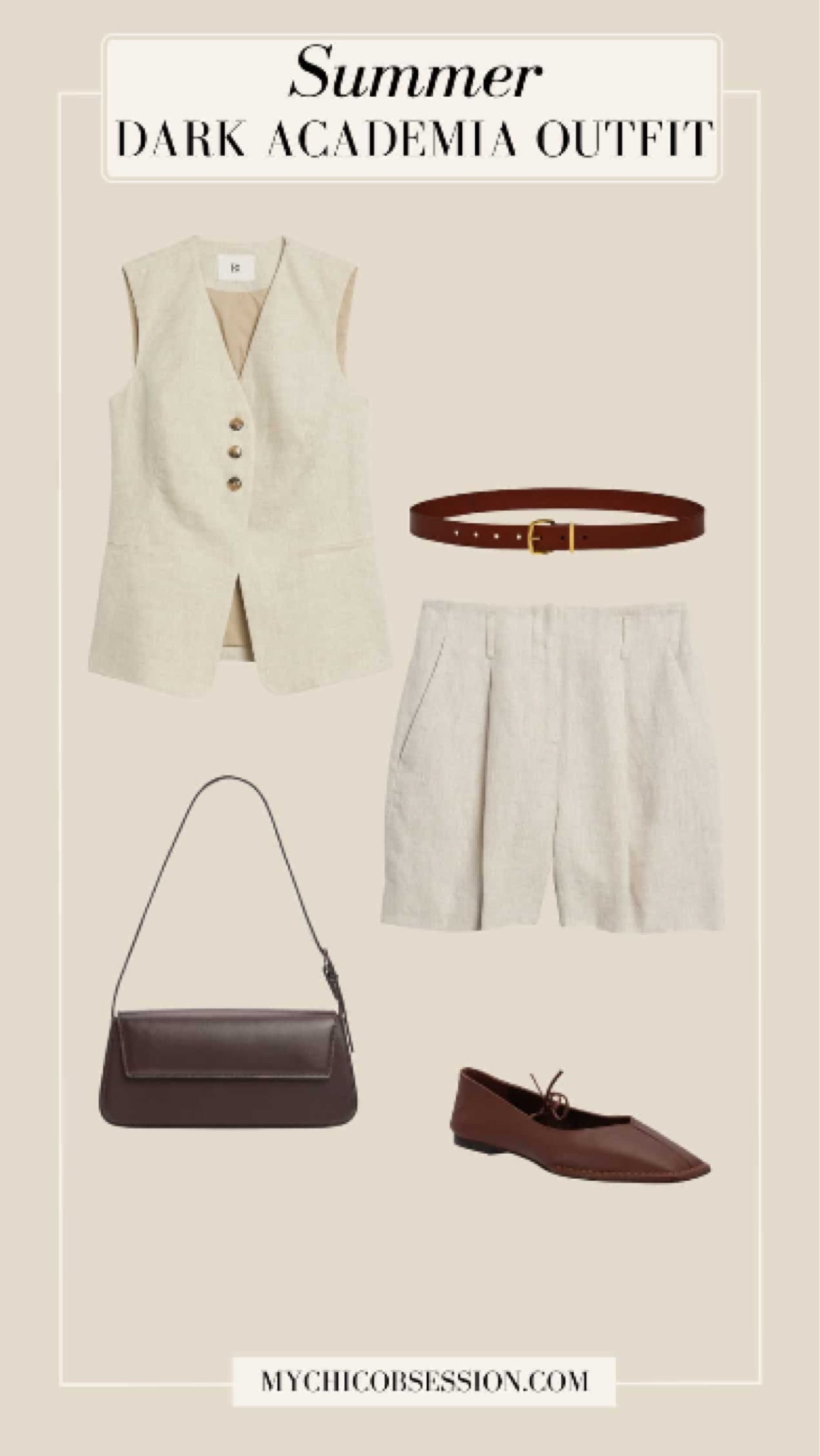 Kick things off with this pair of pleated linen shorts. Next, add a matching linen vest. Accessorize with a shoulder bag, a leather belt, and  flats.

#LTKstyletip #LTKSeasonal
