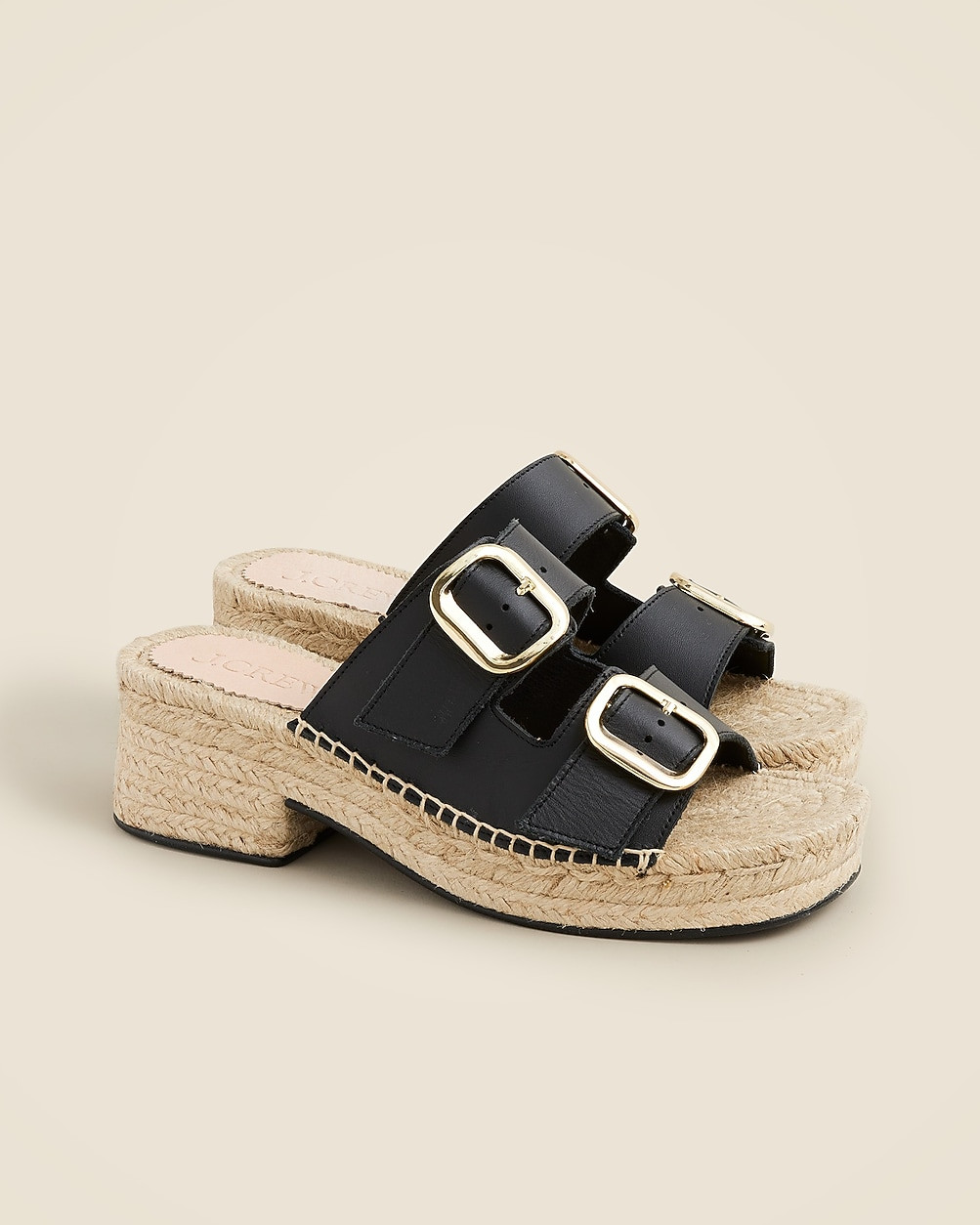 Made-in-Spain block-heel espadrilles in leather | J. Crew US