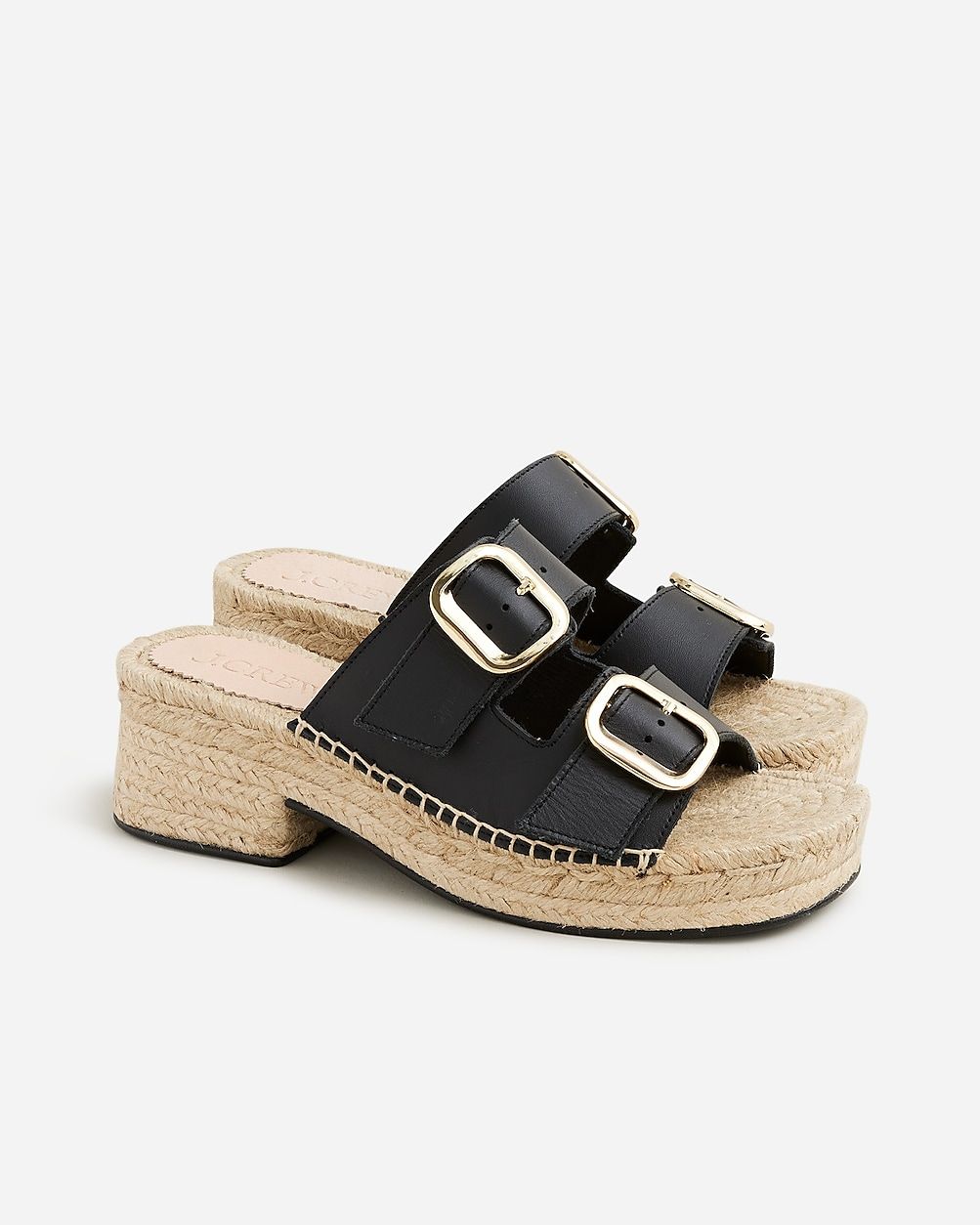 Made-in-Spain block-heel espadrilles in leather | J.Crew US