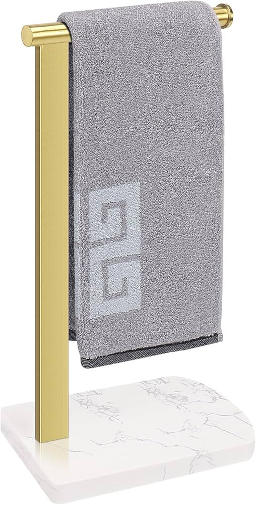 NearMoon Hand Towel Holder with Balanced Marble Base, 304 Stainless Steel Stand Towel Ring L Shap... | Amazon (US)