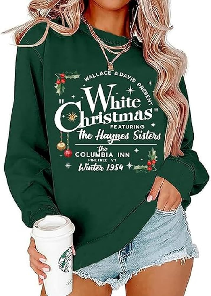 Christmas Sweatshirt Women White Christmas The Haynes Sisteis Pullover Top Xmas Movie Long Sleeve... | Amazon (US)