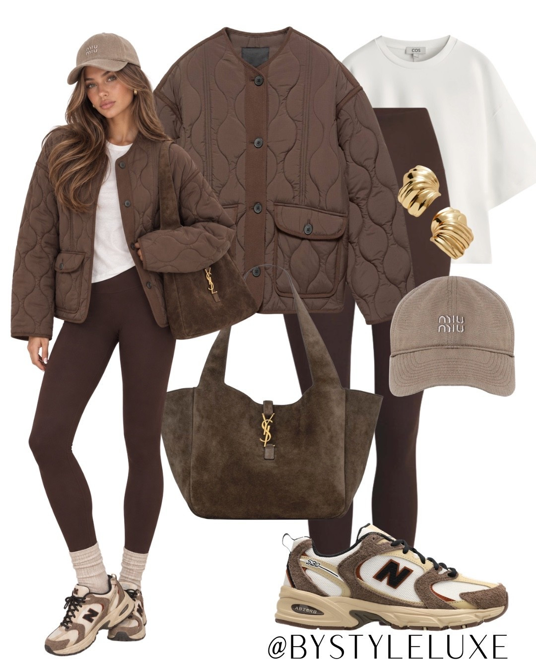 BROWN TONES - Casual outfit with this staple quilted brown jacket, leggings and trainers 

#trainers #jacket #autumnoutfit

#LTKeurope #LTKautumn #LTKshoes