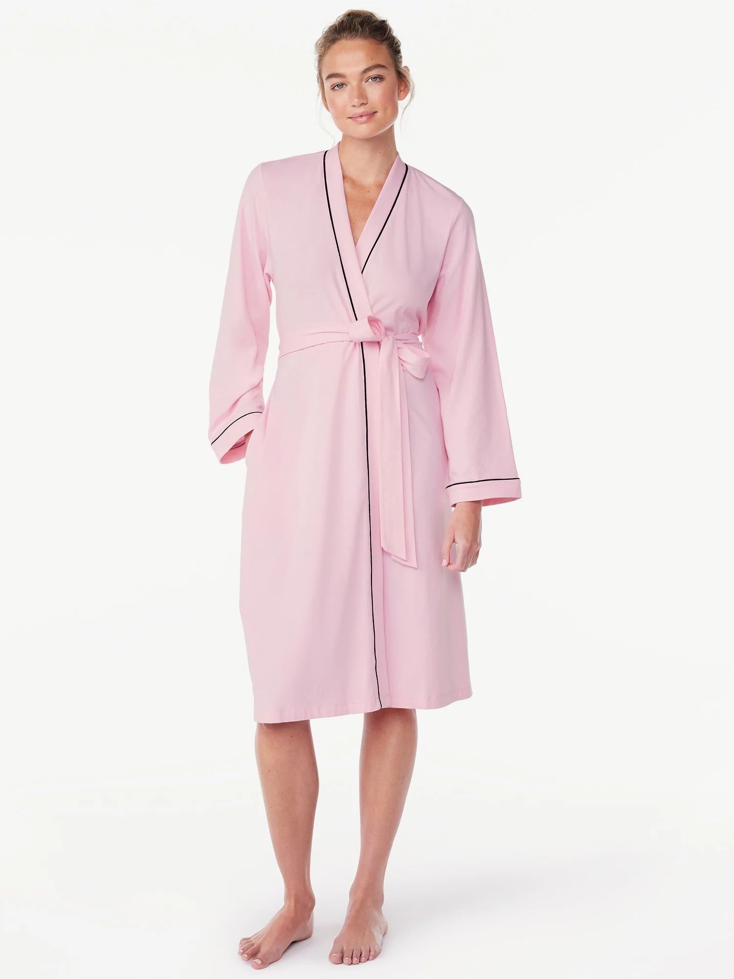 Joyspun Women’s Cotton Blend Long Sleeve Wrap Robe, Sizes S to 3X | Walmart (US)