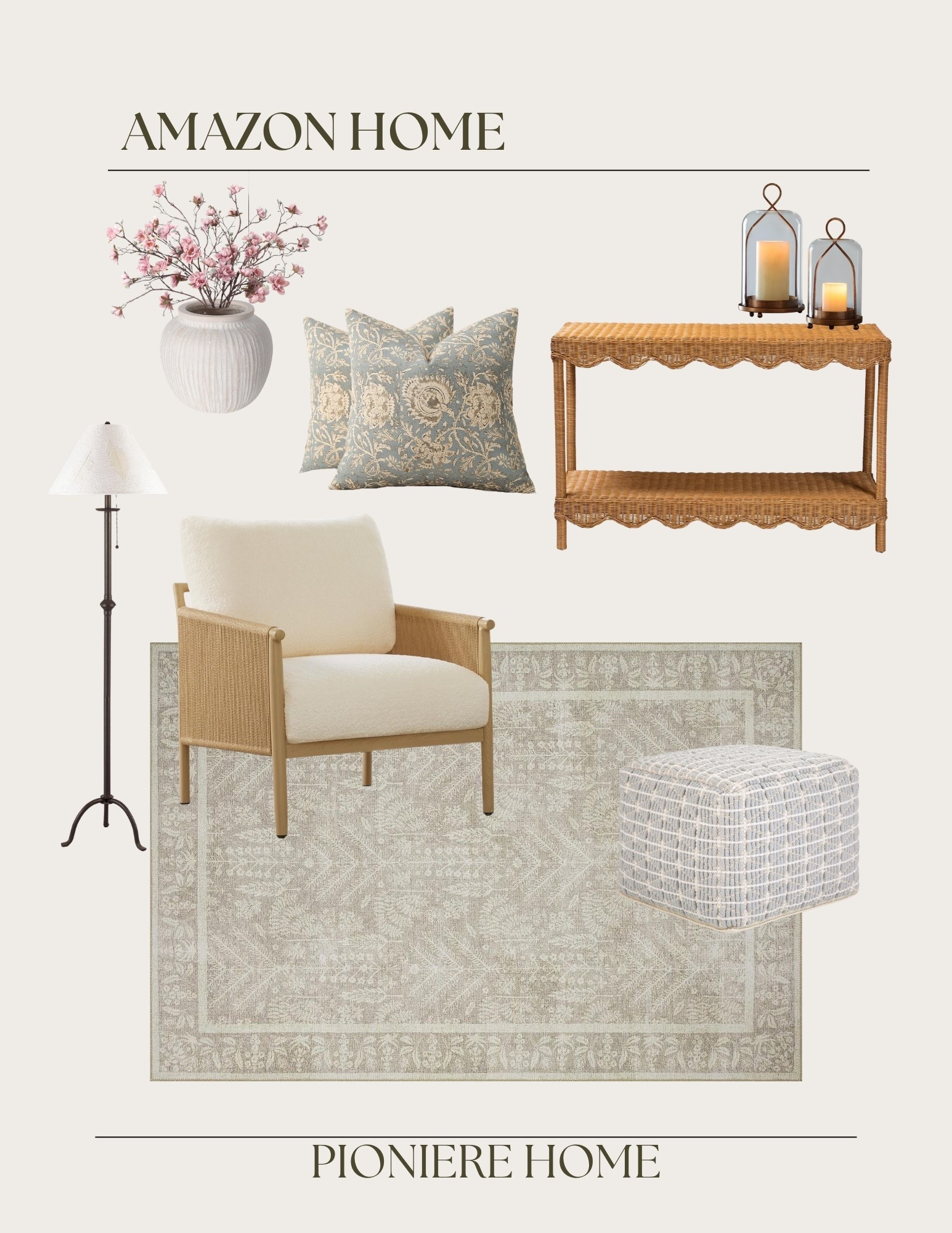 Amazon home. Spring home finds. Woven console take. Loloi rug. Spring faux stems. Vintagestylethrow pillows. Affordable home finds. Neutral home  

#LTKSeasonal #LTKSaleAlert #LTKHome