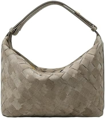Suede Leather Handbag for Women, Leather Woven Bag, Small Clutch Bag Suede Handbag, Underarm Purs... | Amazon (US)