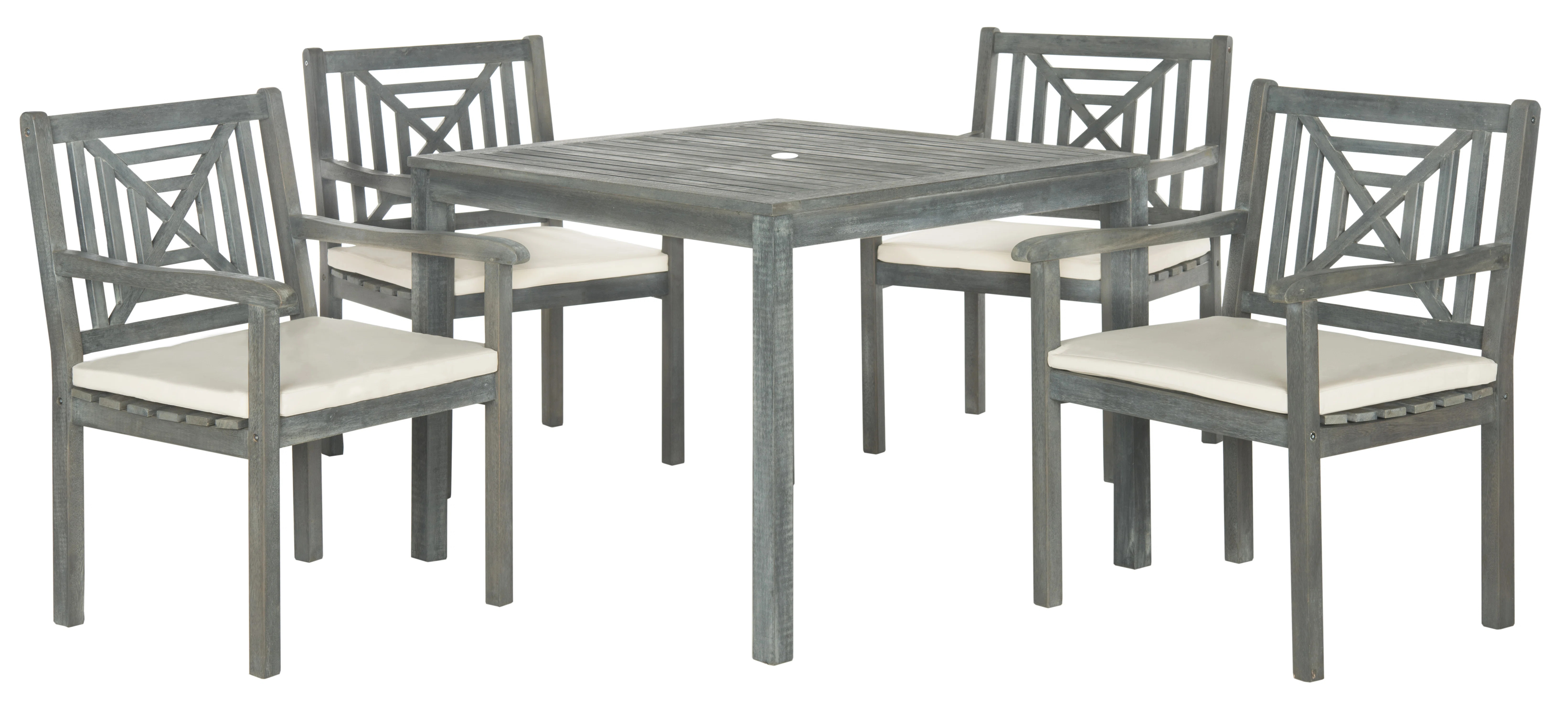 Radnor 4 - Person Acacia Wood Patio Dining Set with Square Table , Cushions Included | Wayfair North America