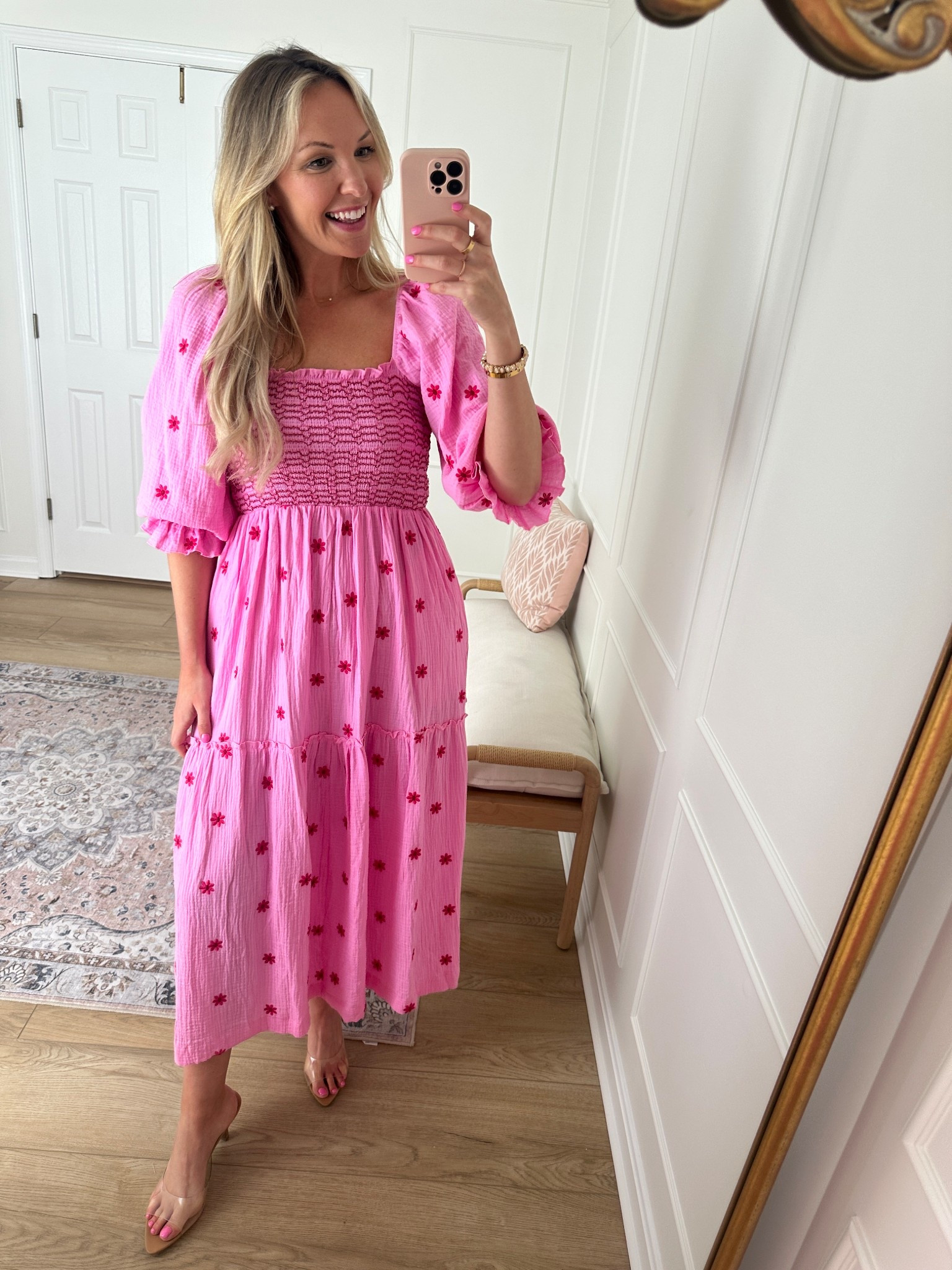 Bump friendly embroidered dress - spring fashion - wearing a med 

#LTKBump #LTKSeasonal #LTKMidsize