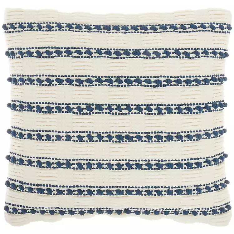 New! Navy Woven Knotted Stripes Throw Pillow | Kirkland's Home