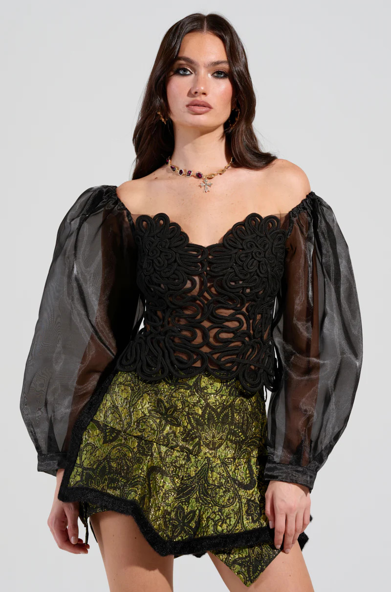 SPIRITED AWAY LONG SLEEVE BLOUSE IN BLACK | AKIRA