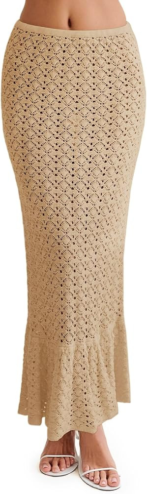 Saodimallsu Womens Crochet Cover Up Skirt High Waisted Sheer Knit Summer Swimsuit Coverup Beach F... | Amazon (US)