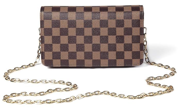 Daisy Rose Checkered Cross body bag - RFID Blocking with Credit Card slots clutch -PU Vegan Leather | Amazon (US)