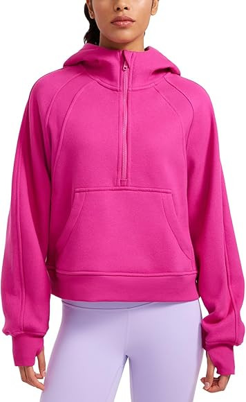 CRZ YOGA Womens Fleece Lined Half Zip Hoodies Pullover Oversized Long Sleeve Casual Workout Sweat... | Amazon (US)