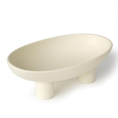 Three-Legs Ceramic Fruit Bowl for Kitchen Counter 10.24 Inch Modern Decorative Pedestal Bowl Oval... | Amazon (US)