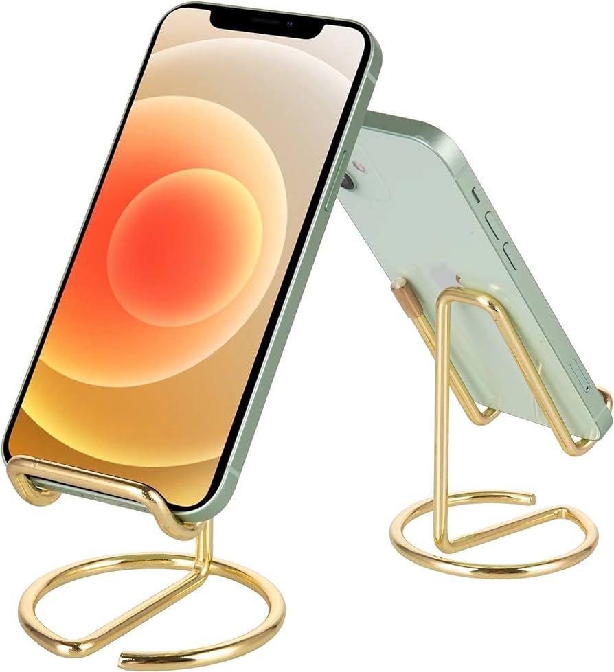 Cell Phone Stand for Desk, Cute Metal Gold Cell Phone Stand Holder Desk Accessories, Compatible w... | Amazon (US)