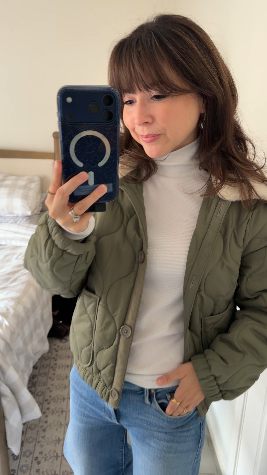 If you’re under 5’3, this is an easy outfit formula to save.
The cropped jacket keeps proportions balanced, the turtleneck is a great layering basic, and these jeans work with flats or boots.
All simple, wearable pieces I’ve styled multiple ways already.

Jacket XS 
Top XS 
Jeans 25 no hem needed lil mother 

#LTKgrwm #LTKootd #LTKPetite