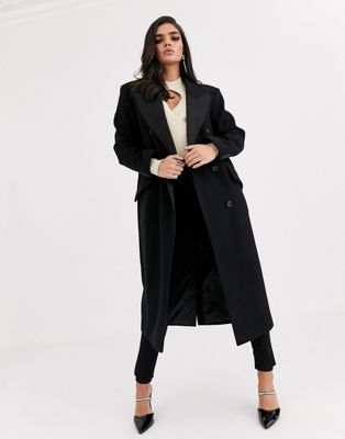 ASOS DESIGN tux maxi coat in black | ASOS (Global)