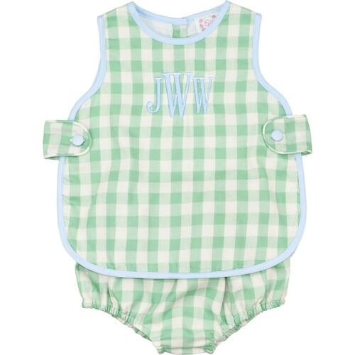 Green Check Linen Diaper Set | Cecil and Lou