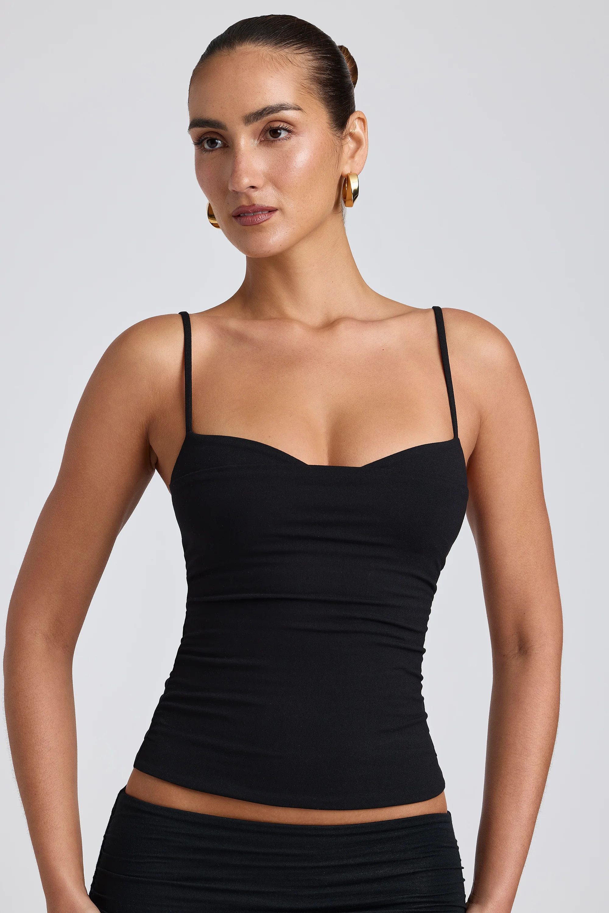 Modal Ruched Layered Tank Top in Black | Oh Polly