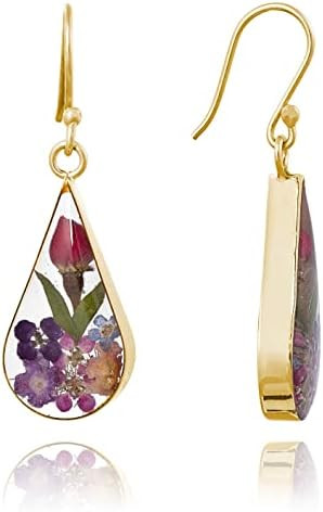 Amazon Essentials Sterling Silver Pressed Flower Teardrop Trendy Earrings | Amazon (US)