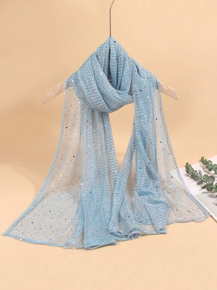 1pc Lightweight Solid Color Sequined Bandana, Women Scarf, Decorative Turban, Headscarf, Sun-Prot... | SHEIN